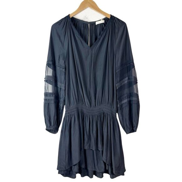 RAMY BROOK Aidan Black Mini Dress Size Medium Silk Blend Long Sleeve - Picture 2 of 13